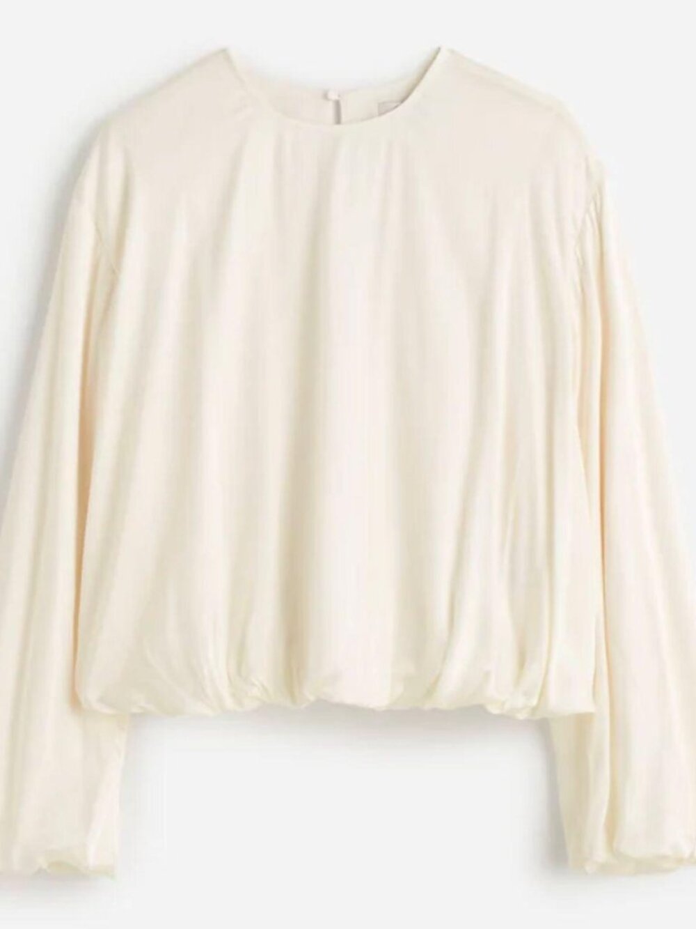 Madewell Cream Satin Long Sleeve Bubble Hem Blouse Size 10